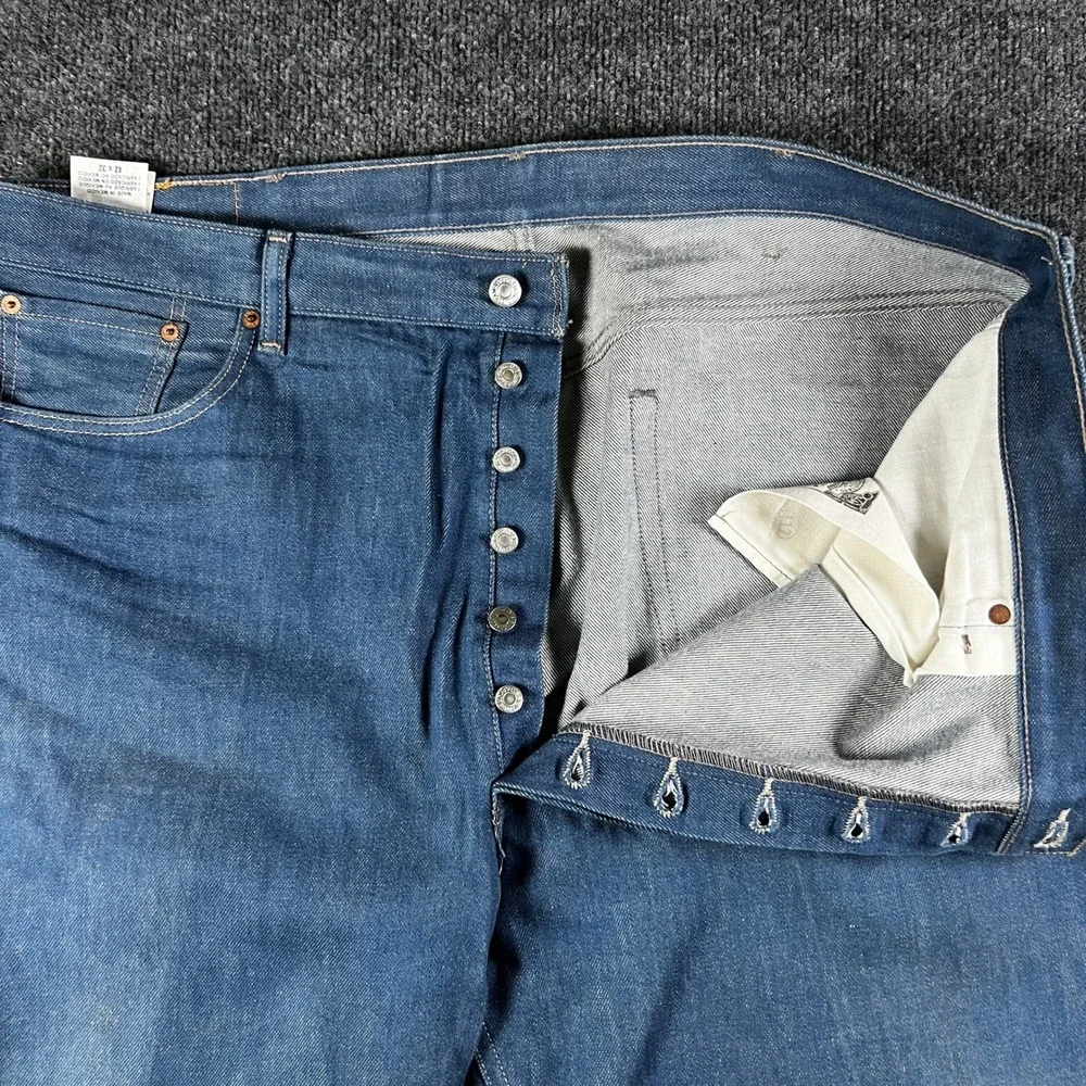 Levi's 501XX‎ Original Fit Blue Jeans Button Fly Mens Measures Size 42x30 Baggy